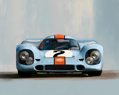 PORSCHE 917 LE MANS GULF LIVERY WALL ART 